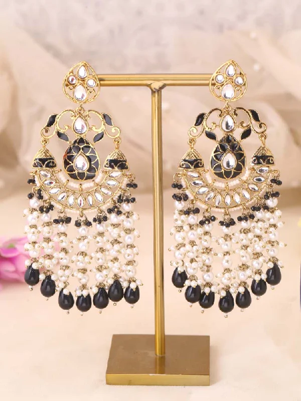 women elegant earrings -Jet Charvi Chandbalis