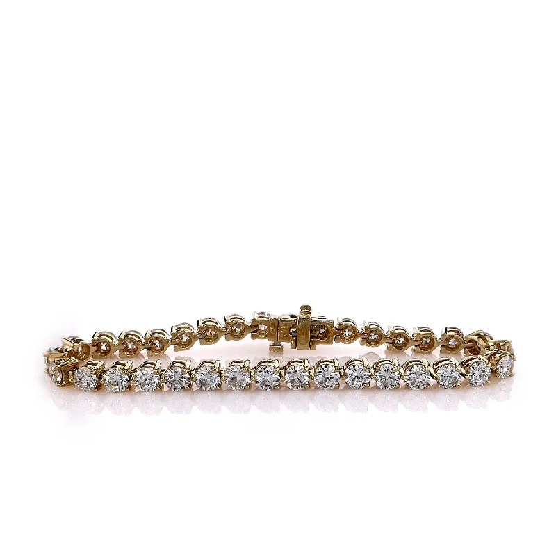 women fashion bangles -18k Yellow Gold Straight Line 34 Diamond Tennis Bracelet