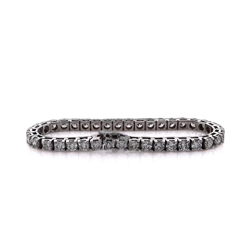 women silver bracelets -Estate 14 Karat White Gold Diamond Tennis Bracelet