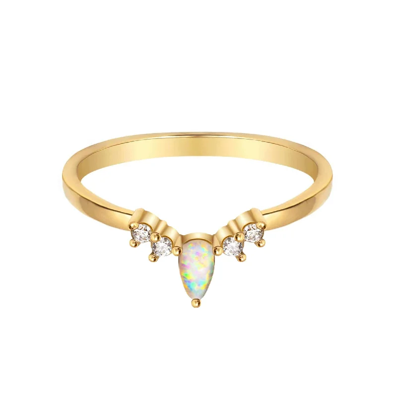 women personalized wedding rings -Georgia Opal Ring