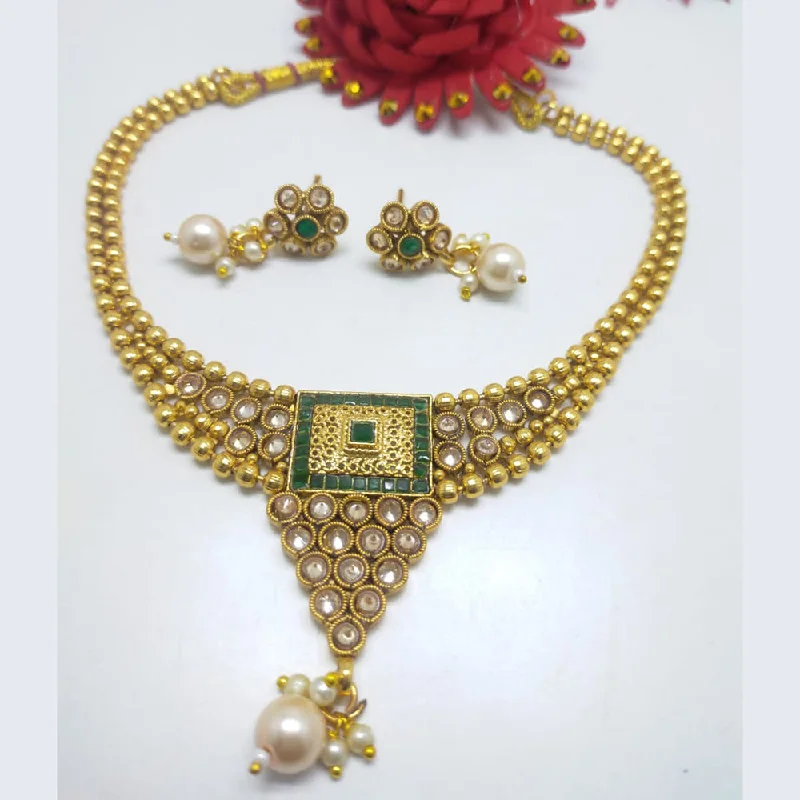 women affordable gold necklaces -Palak Art Gold Plated Crystal Stone Necklace Set