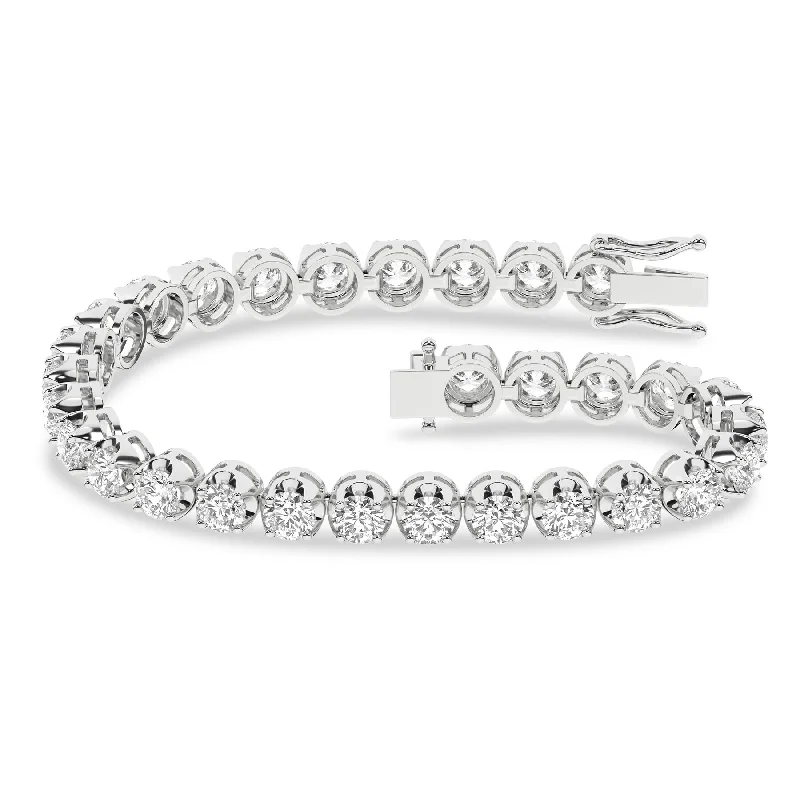 women wedding bracelets -8 Carat Round Lab Grown Diamond 14K Gold Crown Prong Tennis Bracelet