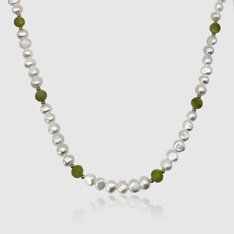 women diamond pendant necklaces -Forest Green - Real Pearl Necklace