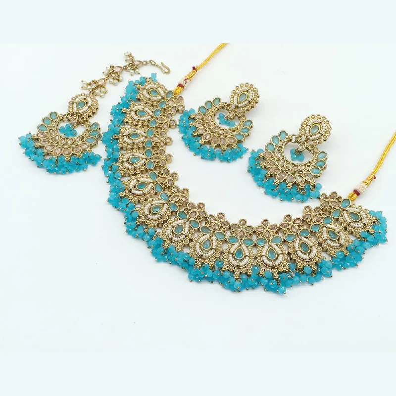 women handmade necklaces -Manisha Jewellery Gold Plated Austrain Stone  Necklace Set