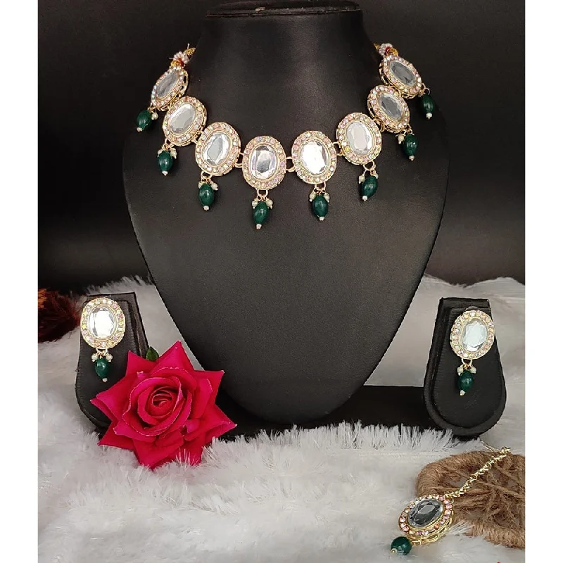 women high-quality necklaces -Lucentarts Jewellery Gold Plated Crystal Stone Necklace Set