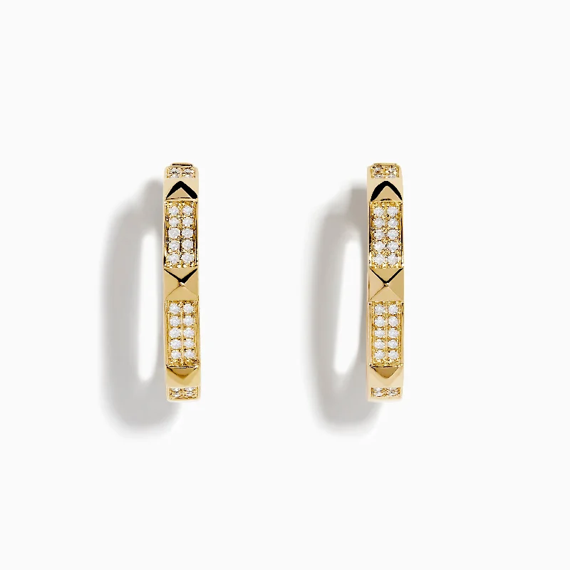 women pearl chandelier earrings -D'Oro 14K Yellow Gold Diamond Hoop Earrings