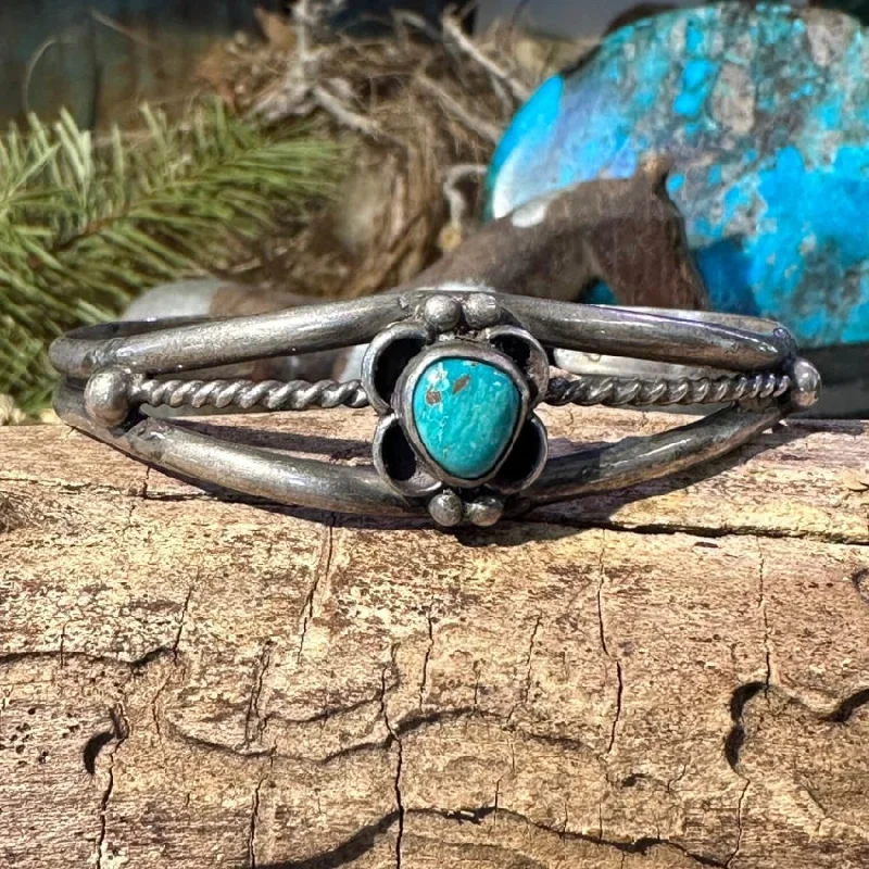 women bangles sets -Vintage Navajo Turquoise Sterling Silver Cuff Bracelet