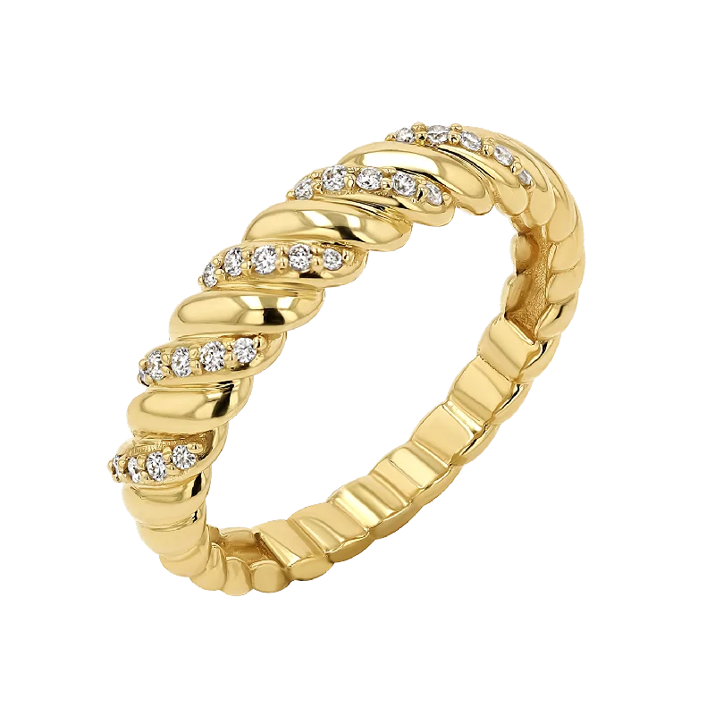 women fashion-forward rings -Wide Diamond Twist Ring