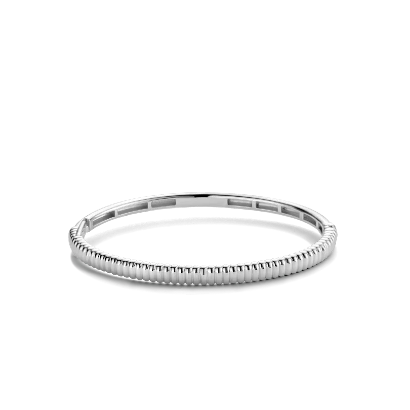 women modern bangles -Ti Sento Sterling Silver Grooved Bracelet