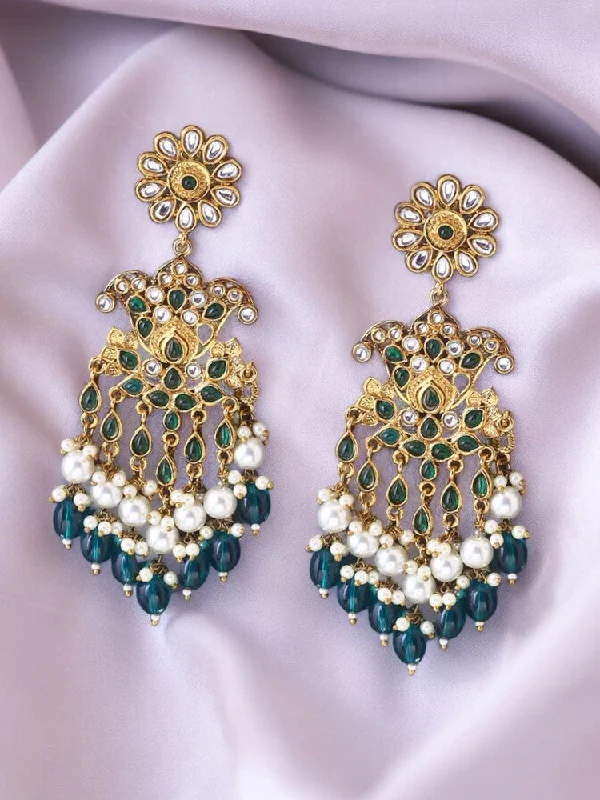 women luxury earrings -Emerald Radhika Danglers