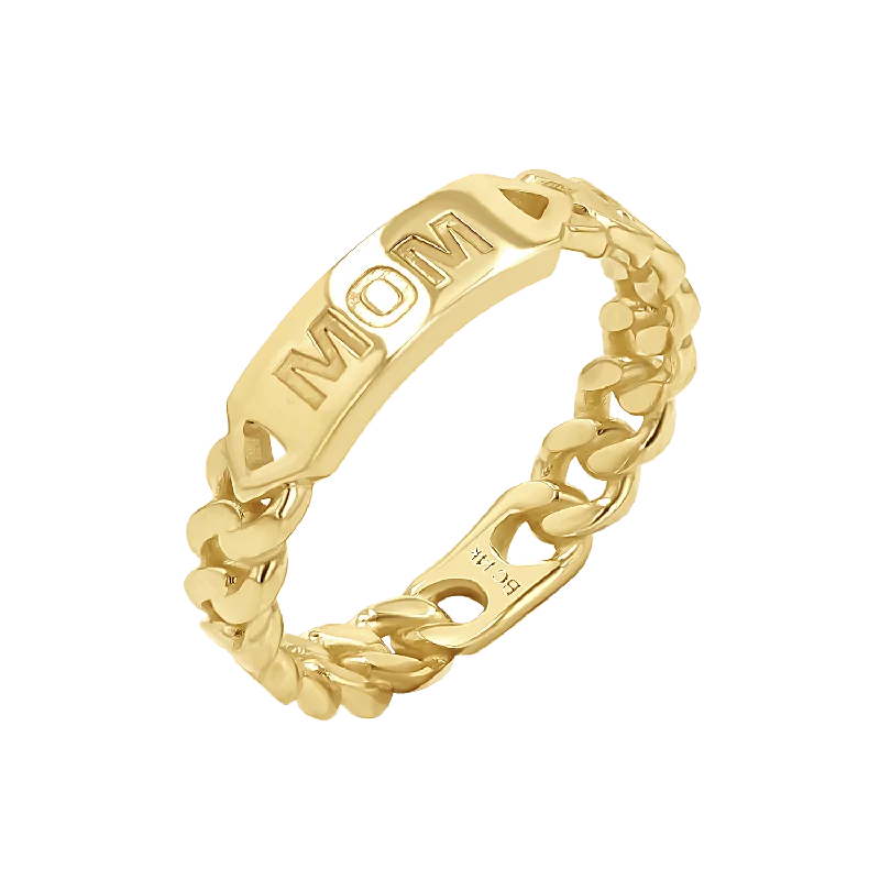 women zircon rings -Engravable Cuban Link Ring