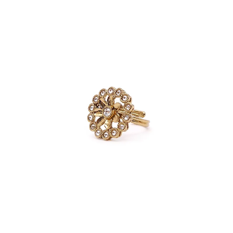 women stacking rings -Cosmos Ring in Antique Gold