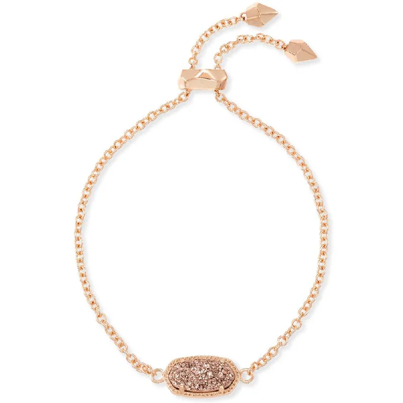 women personalized bracelets -Kendra Scott Elaina Rose Gold Adjustable Chain Bracelet in Rose Gold Drusy