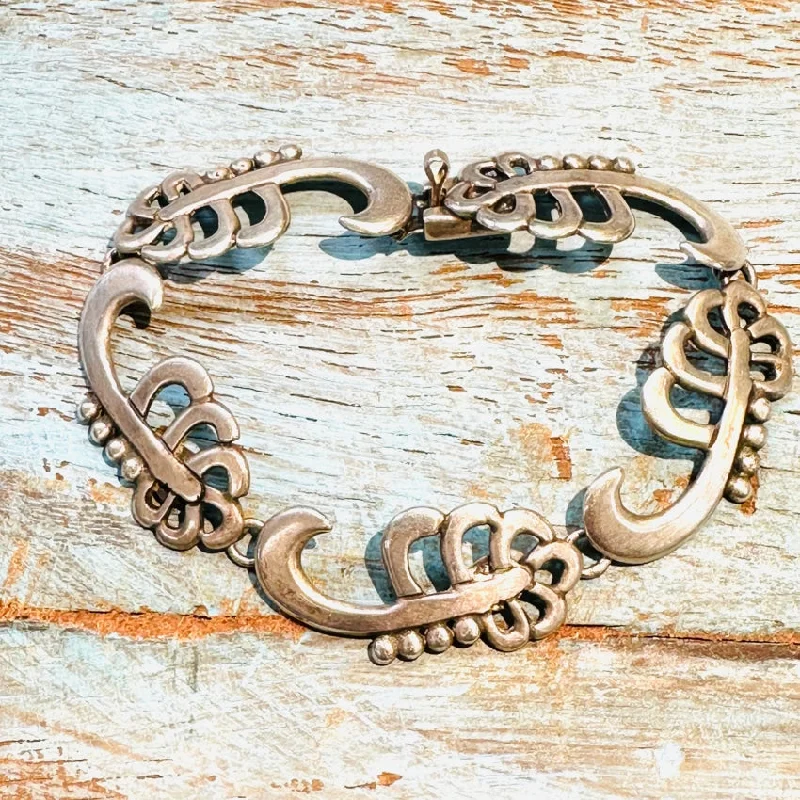 women bangle bracelets -Vintage Mexican Sterling Silver Scorpion Panel Bracelet Scorpio