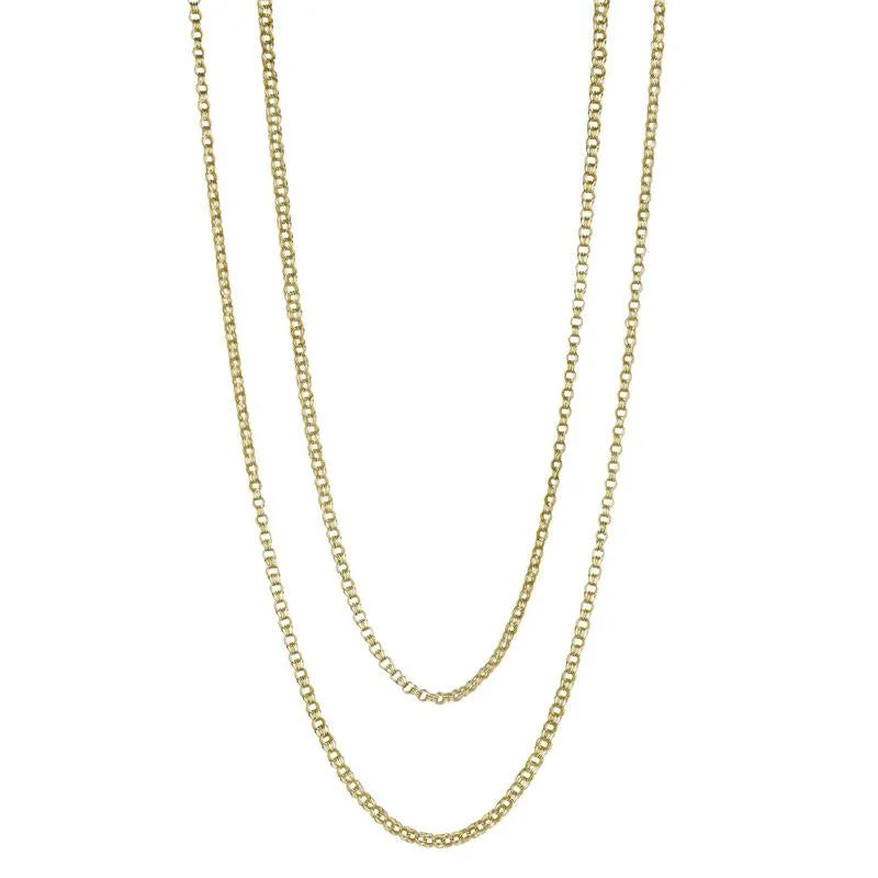 women vintage pendant necklaces -Gold Triple Trace Link Long Chain Necklace