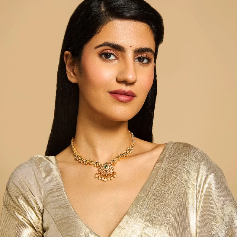 women delicate gold necklaces -Silver Temple Necklace 173358