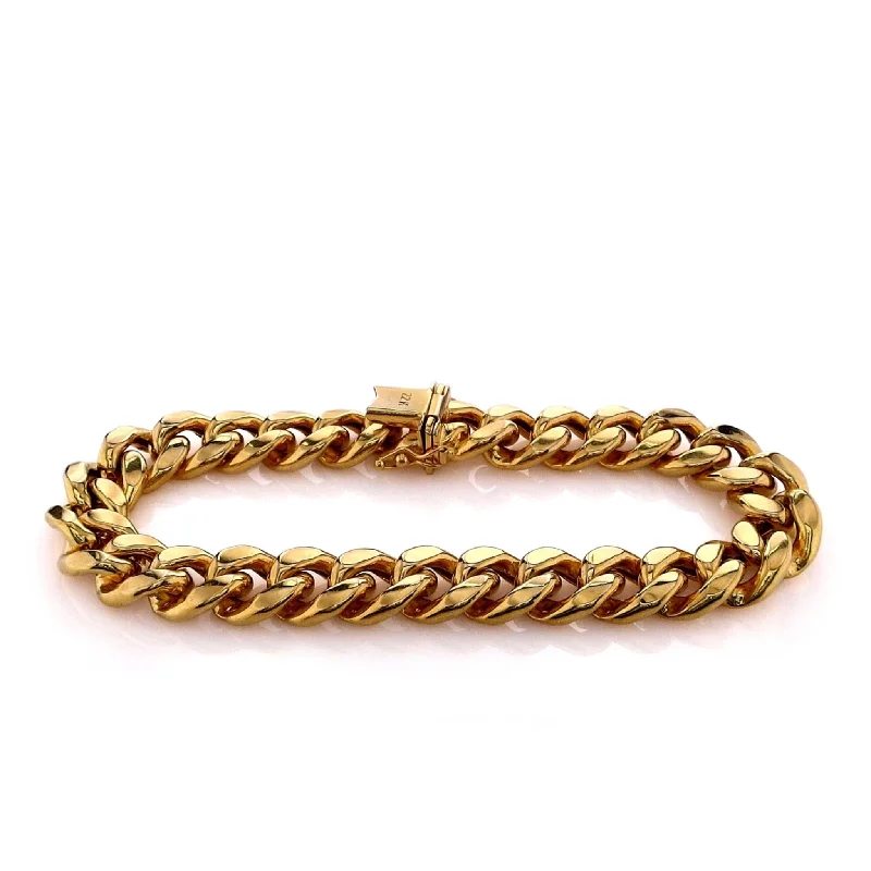 women bangle bracelets set -Estate 22k Yellow Gold 8.5" Polished 11mm Curb Link Chain Bracelet