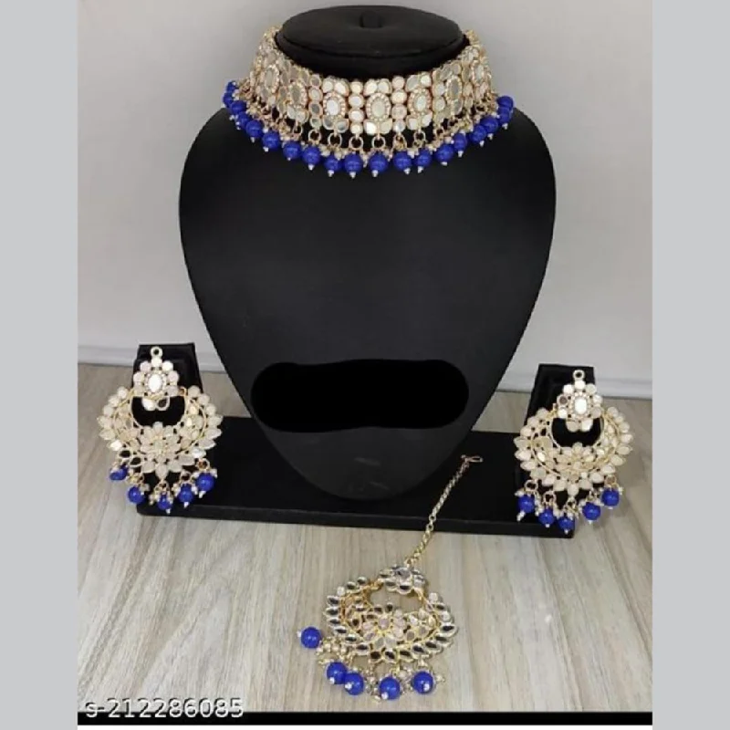 women affordable gold necklaces -Lucentarts Jewellery Gold Plated Mirror Necklace Set