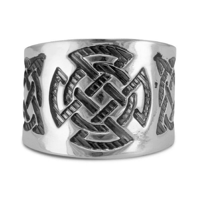 women gemstone wedding bands -Celtic Design Cigar Band Antiqued Sterling Silver