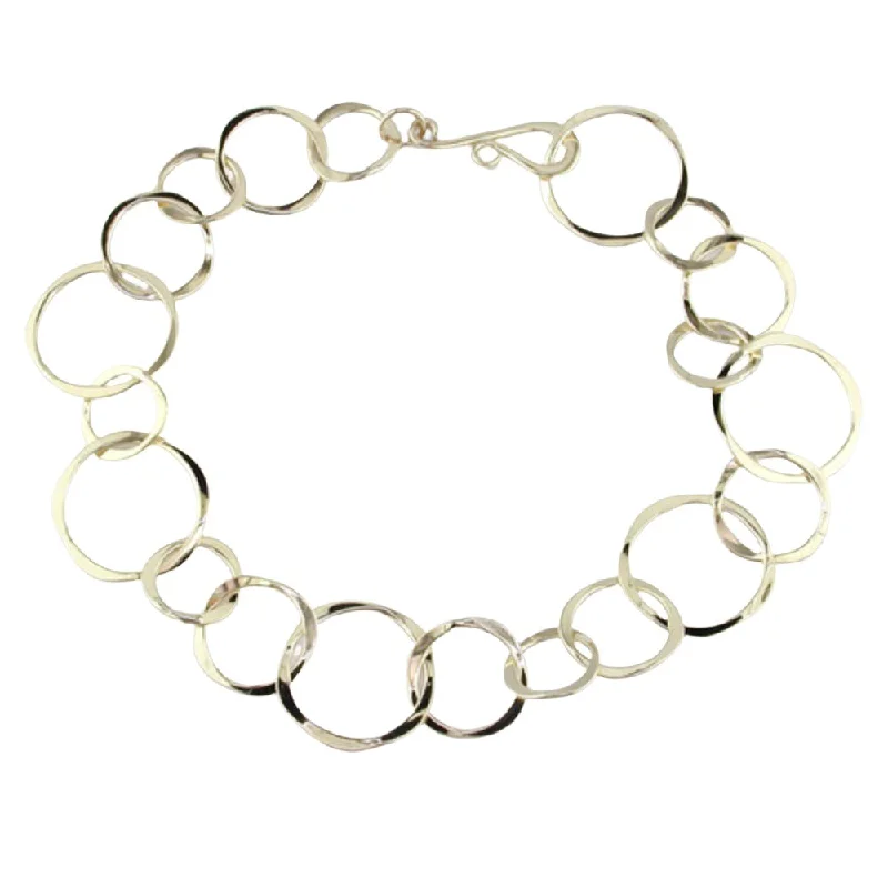 women gold bangles -14k Gold Multi-Size Circle Link Bracelet