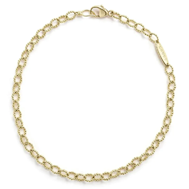 women modern bangles -Lagos Signature Caviar 18k Gold Petite Link Bracelet