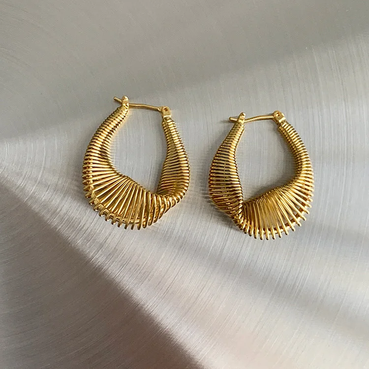 women luxurious earrings -Trendy Irregular Twisted Gold Earring JLT12975