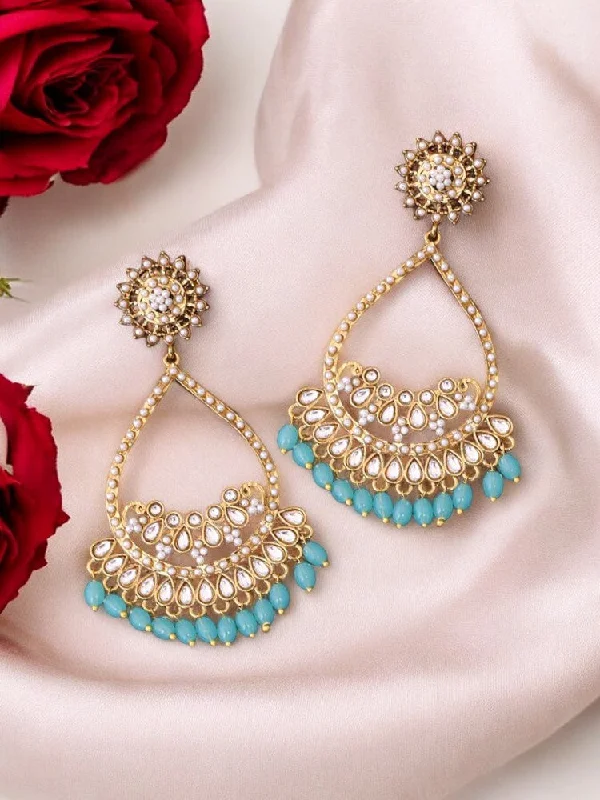 women sapphire earrings -Turquoise Mishti Chandbalis