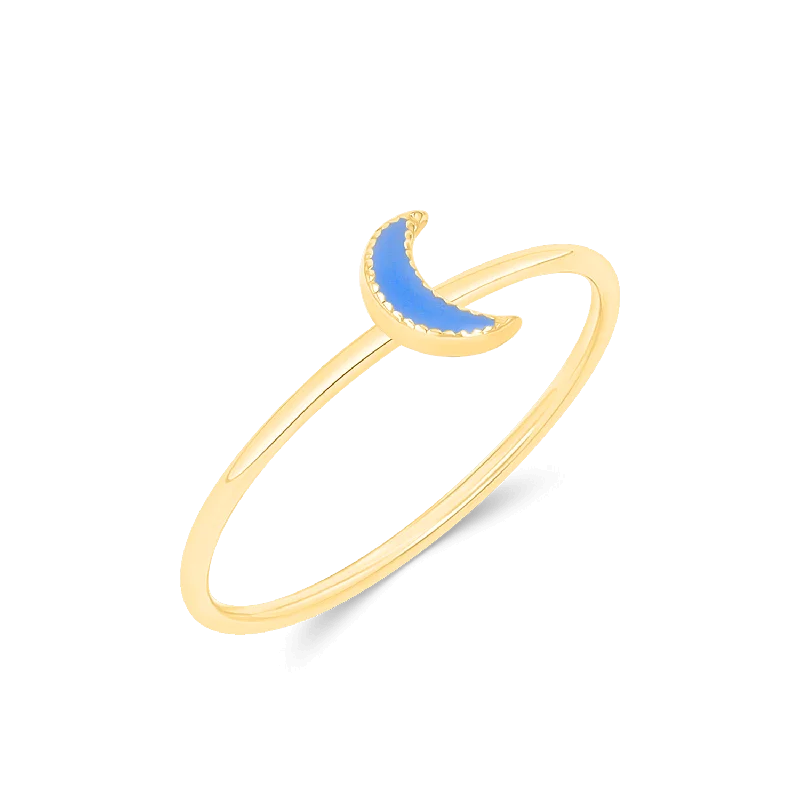 women minimalistic engagement rings -Enamel Moon Ring