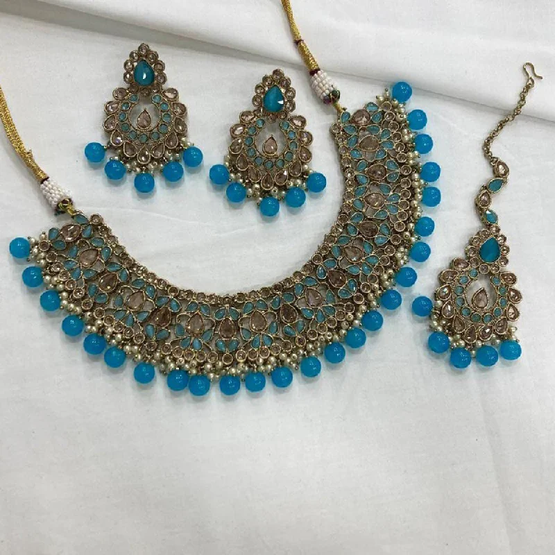 women simple gold necklaces -Manisha Jewellery Kundan Stone Gold Plated  Necklace Set