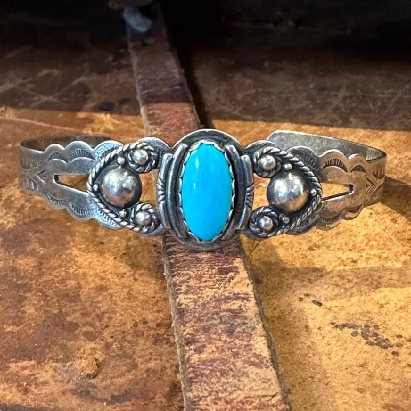 women adjustable bracelets -Navajo Sterling Silver Turquoise Maisel's Bracelet Harvey