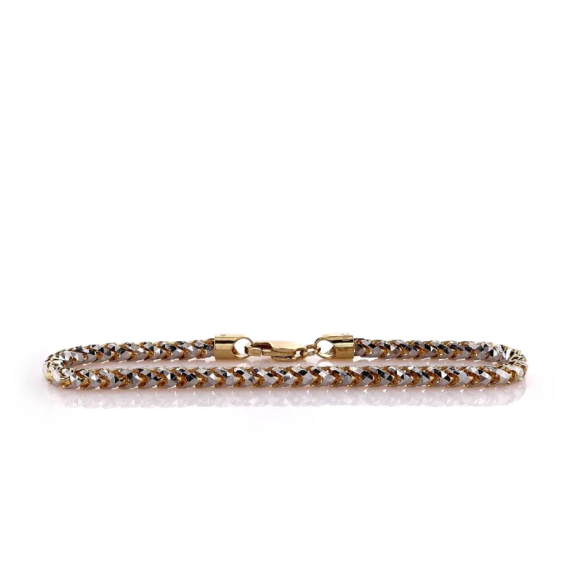 women bridal bracelets -14k Two-Tone 8" Diamond Cut Franco Link Chain Bracelet