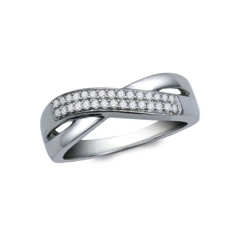 women antique rings -Genuine Diamond Band Ring Infinity Overlap Rhodium on Sterling Silver Nontarnish