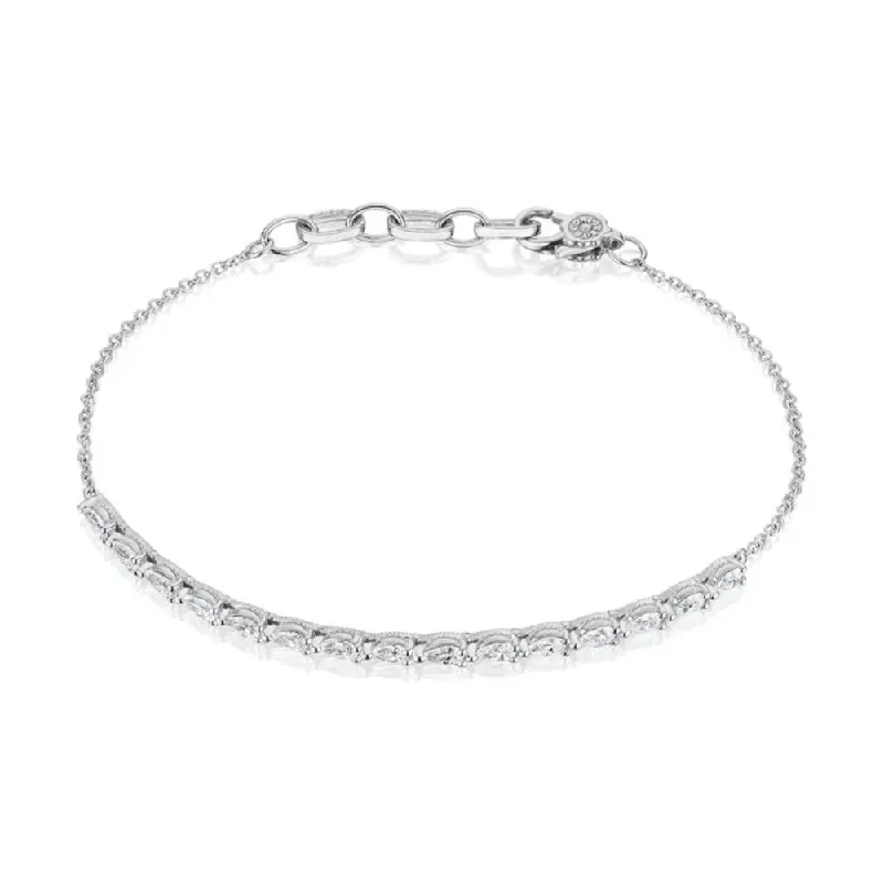 women heart-shaped bracelets -Tacori 18k Stilla Pear Diamond ID Bracelet