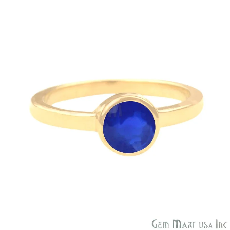 women moonstone rings -Gold Plated Round Shape Single Gemstone Solitaire Ring (Pick your stone and size) (GP-12007)