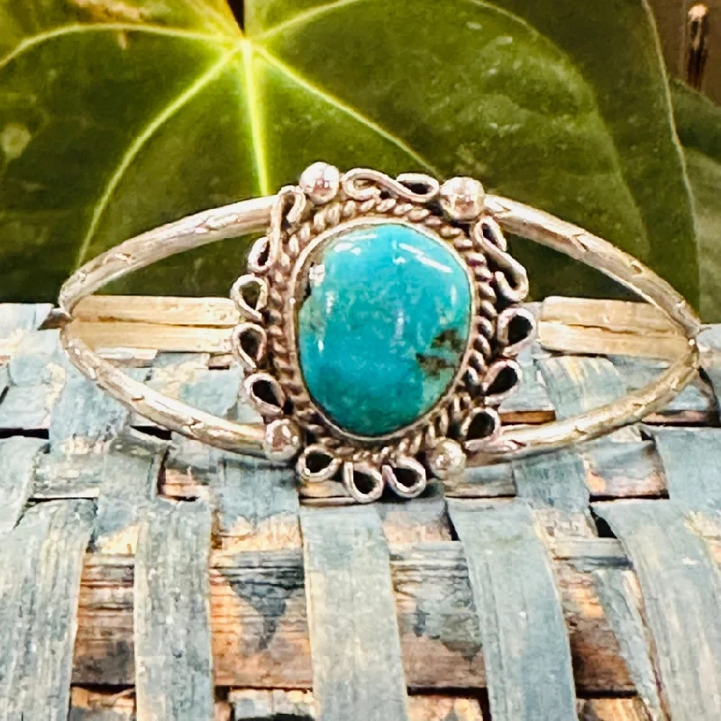 women classic bangles -Vintage Sterling Silver & Turquoise Bracelet Nila Cook Johnson Navajo