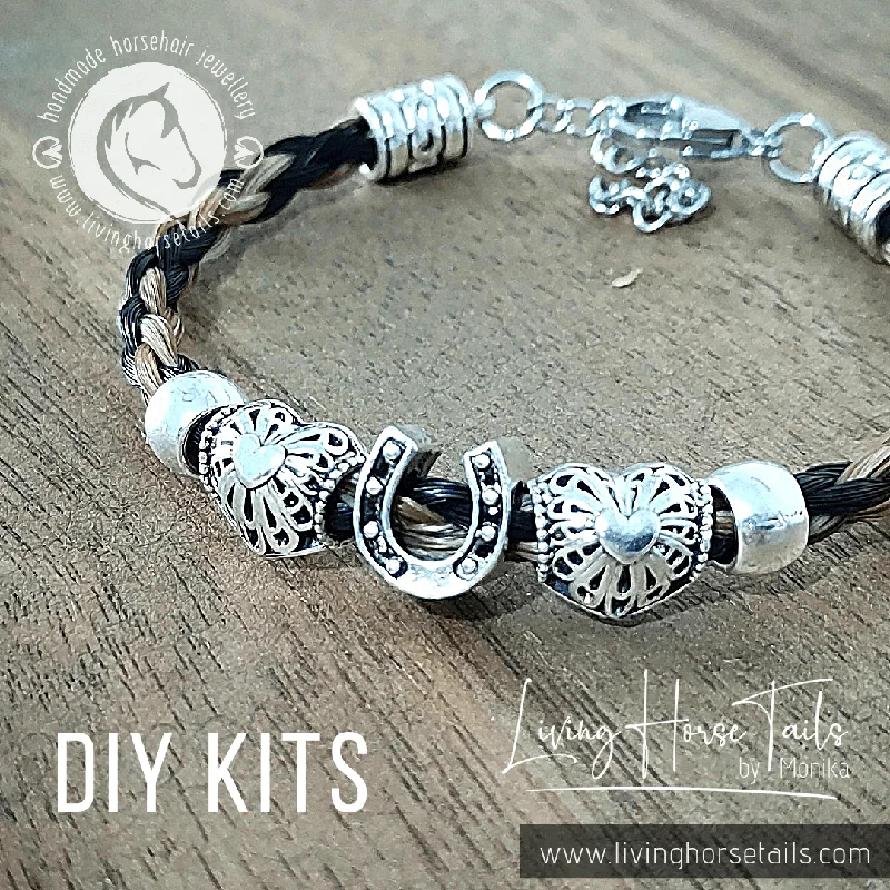 women boho bracelets -DIY Horsehair Bracelet Kit. Make your own (Style F)