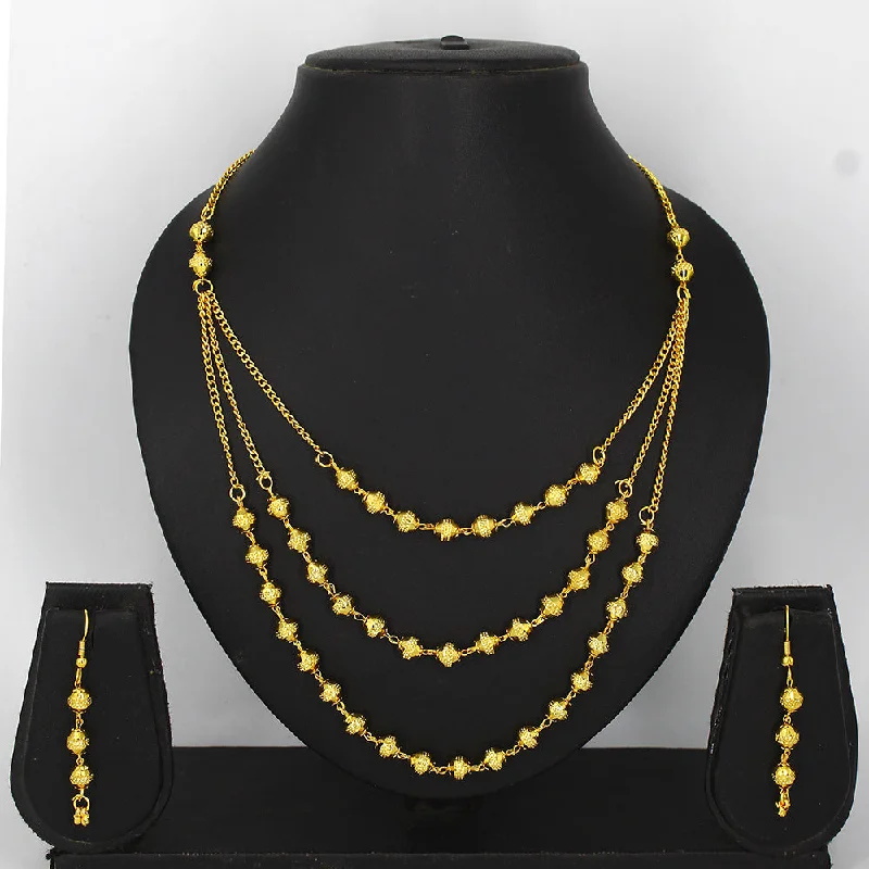 women luxury pearl necklaces -Mahavir Dye Gold Necklace Set