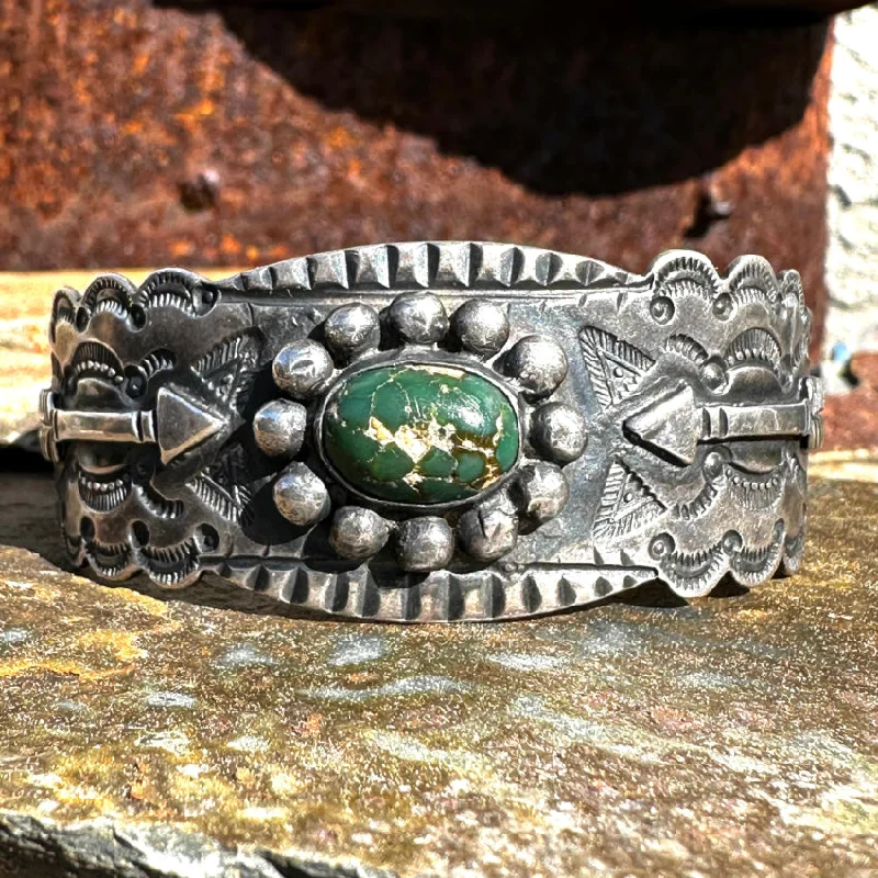 women modern bangles -Vintage Fred Harvey Era Navajo Turquoise Bracelet Sterling Silver