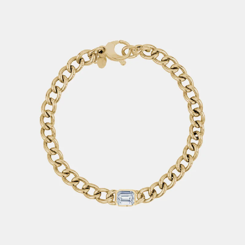 women statement bangles -Emerald Cut Diamond Cuban Link Bracelet