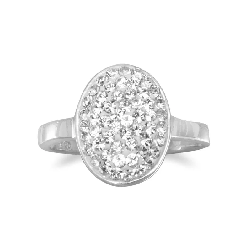 women forever rings -Pave Crystal Ring Oval Shape Sterling Silver Accented with Crystals