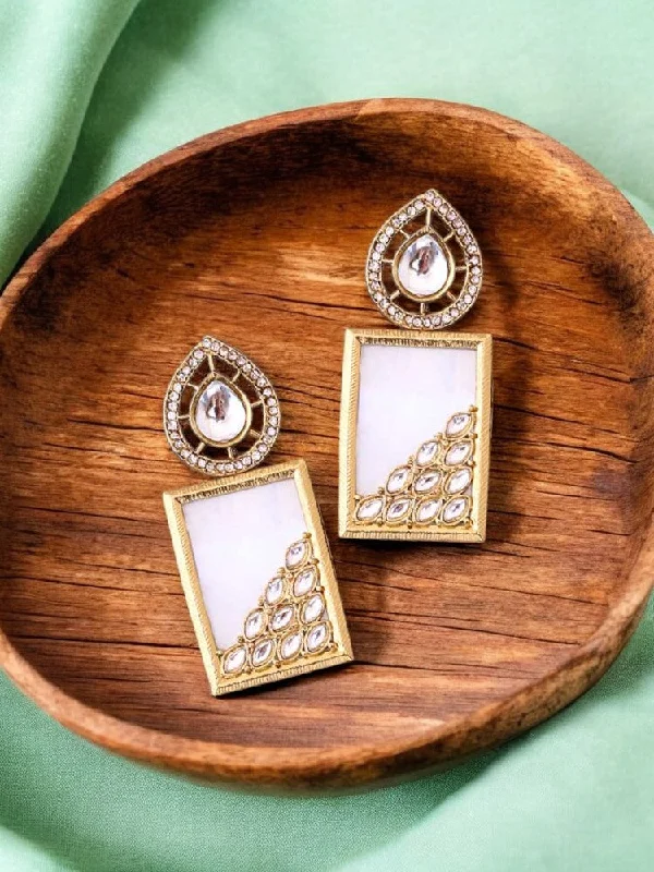 women romantic earrings -Ivory Jisha Danglers