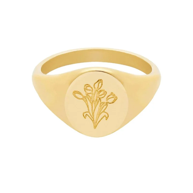 women designer rings -Tulips Signet Ring