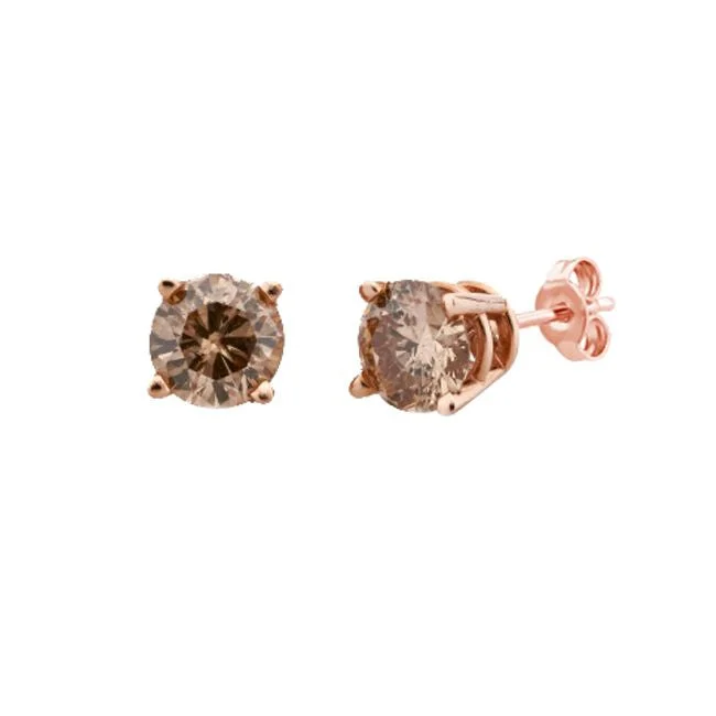 women dainty earrings -1/2 CTW Diamond Solitaire Stud Earrings in 14KT Rose Gold