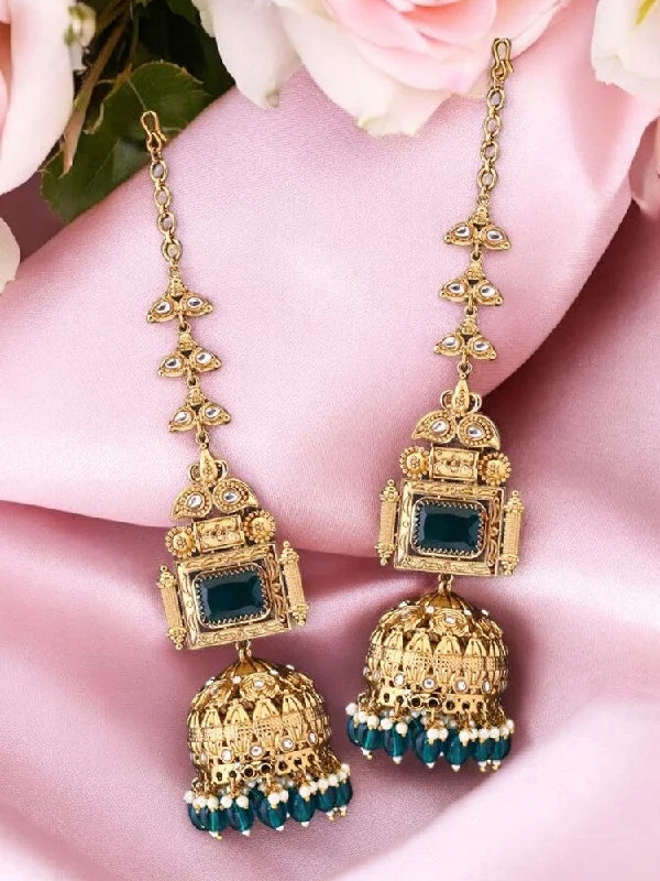 women dainty earrings -Emerald Prithvika Sahara Jhumkis