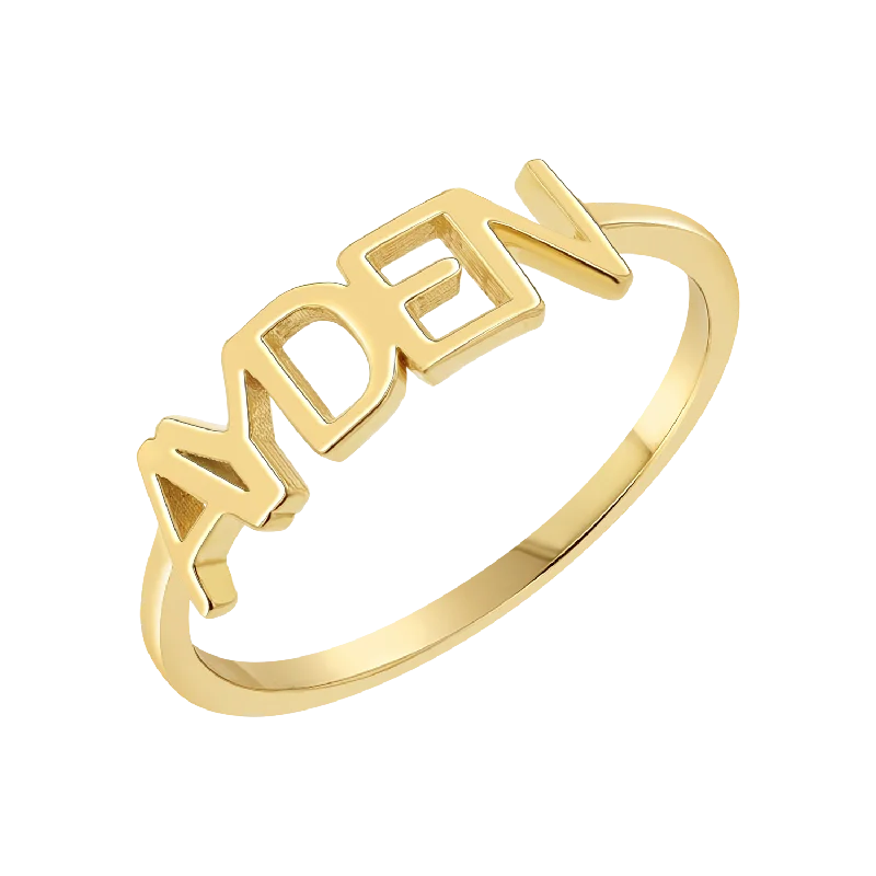 women gemstone rings -Linear Name Ring