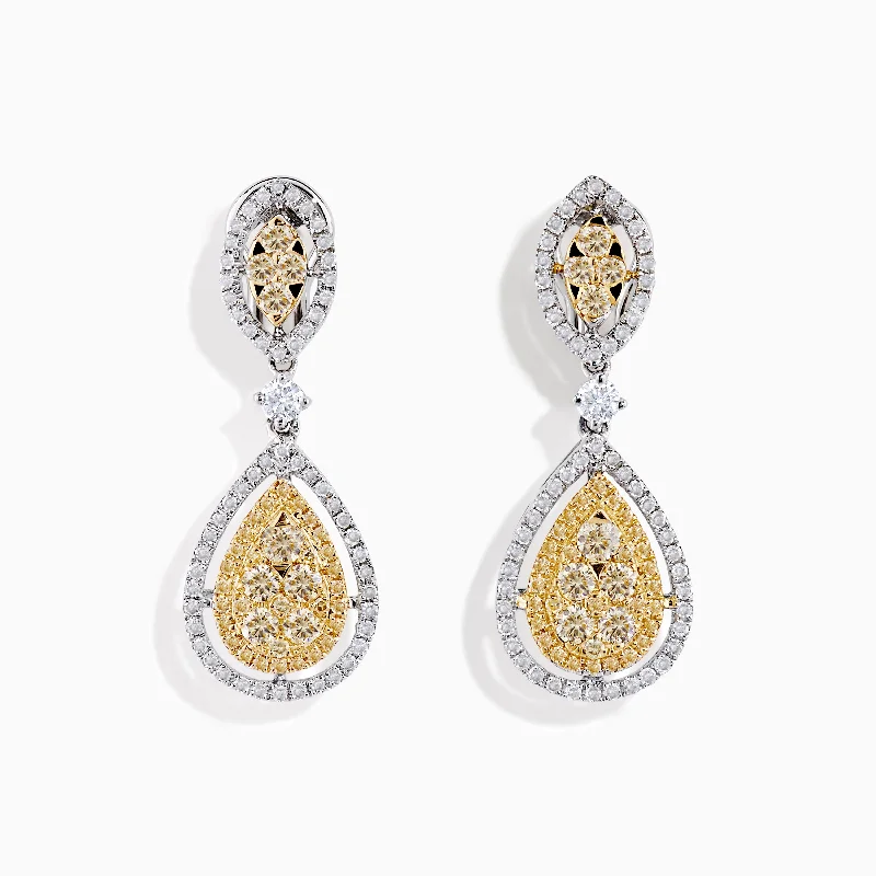 women fashion earrings -Canare` 14K Two Tone Yellow and White Diamond Earrings