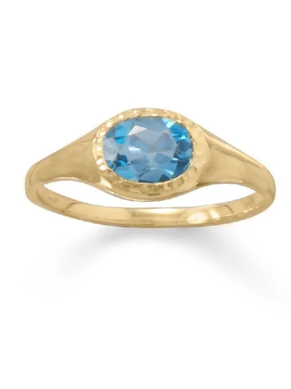 women stackable wedding rings -Swiss Blue Topaz Ring Gold-plated Sterling Silver