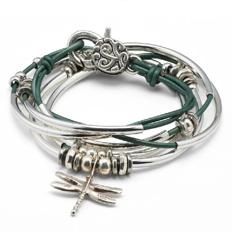 women elastic bracelets -Lizzy James Dragonfly 2-Strand Bracelet