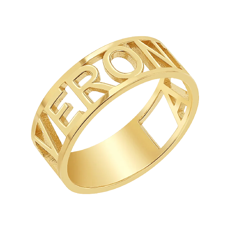 women personalized wedding rings -Custom Name Band Ring