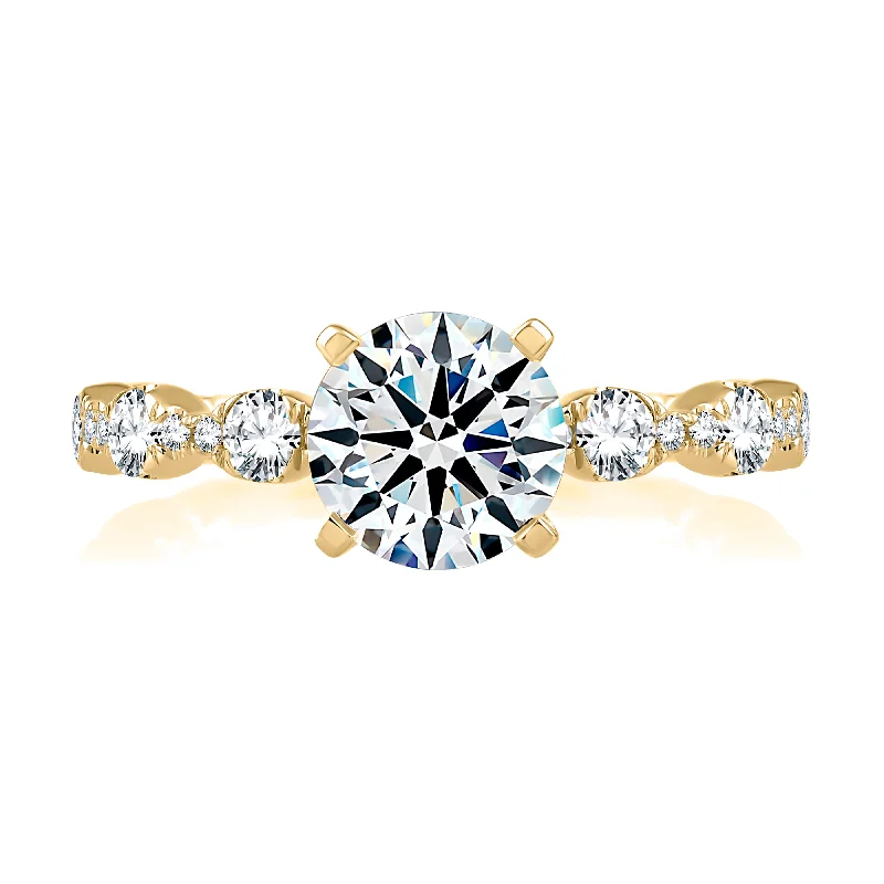 women gold engagement rings -14KRG 1.70TCW ENGAGEMENT RING SIZE 6 CENTER STONE 1.00CT RD CZ